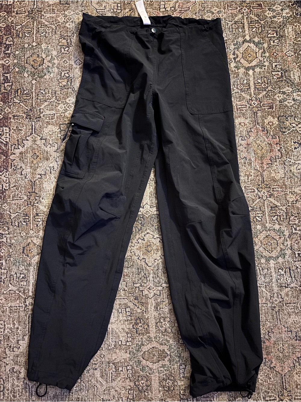 Alo Black Cargo Utility Pants- tie bottom